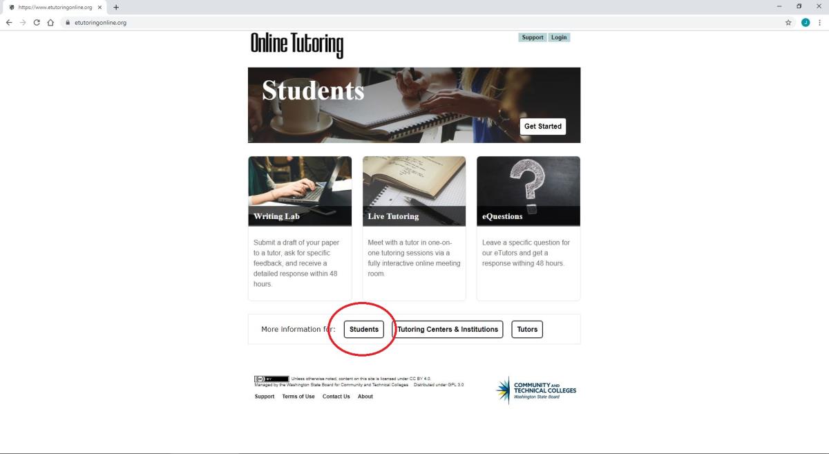 Etutoring entrance page