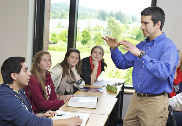 Instructor in class with students